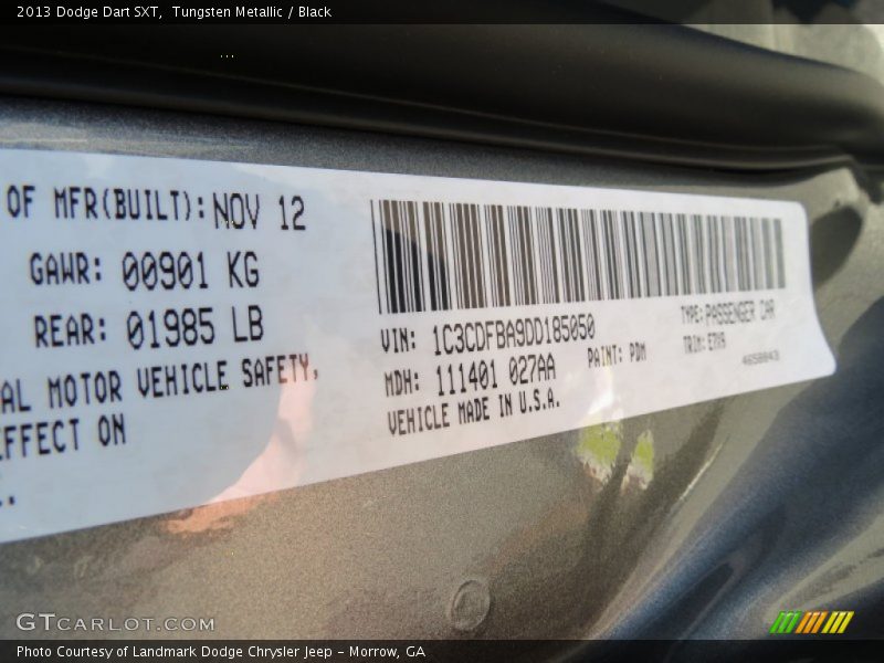 Tungsten Metallic / Black 2013 Dodge Dart SXT