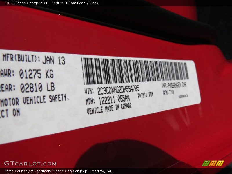 Redline 3 Coat Pearl / Black 2013 Dodge Charger SXT