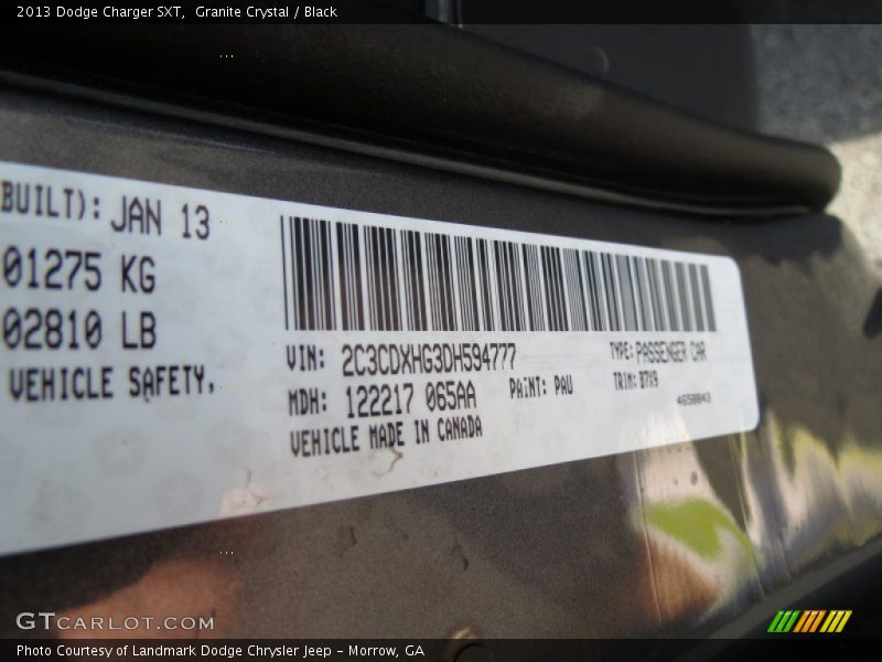 Granite Crystal / Black 2013 Dodge Charger SXT