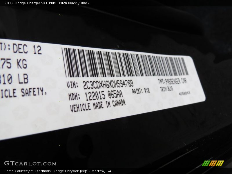 Pitch Black / Black 2013 Dodge Charger SXT Plus