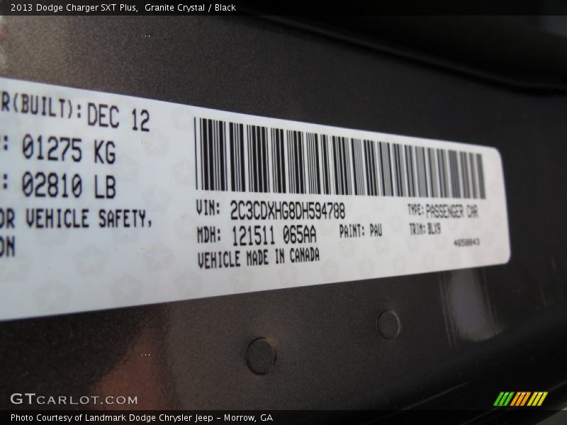 Granite Crystal / Black 2013 Dodge Charger SXT Plus