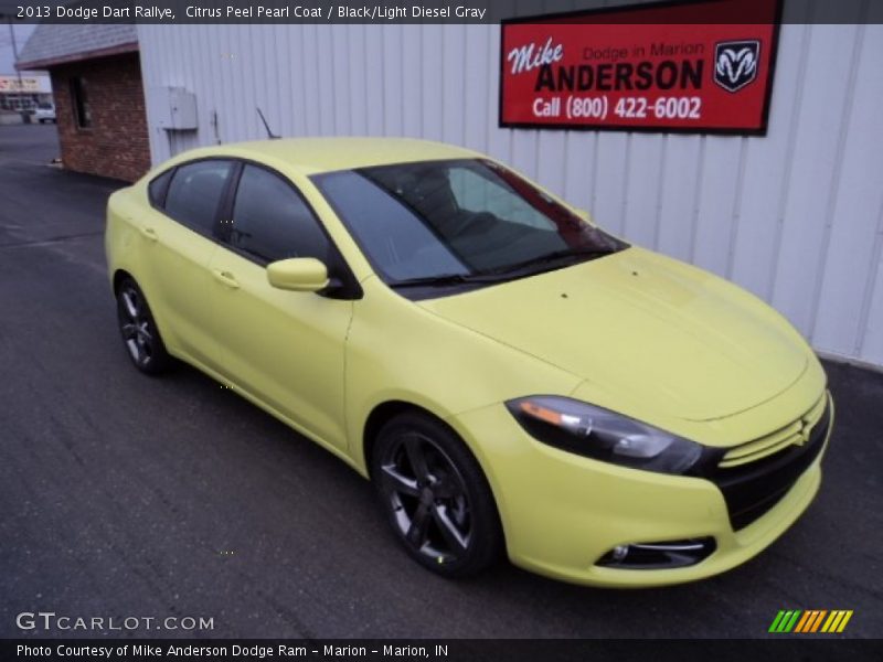 Citrus Peel Pearl Coat / Black/Light Diesel Gray 2013 Dodge Dart Rallye