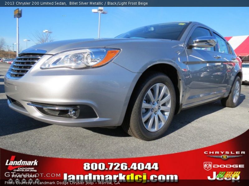 Billet Silver Metallic / Black/Light Frost Beige 2013 Chrysler 200 Limited Sedan