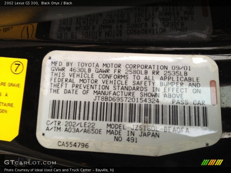 Black Onyx / Black 2002 Lexus GS 300