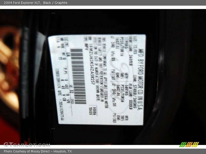 Black / Graphite 2004 Ford Explorer XLT