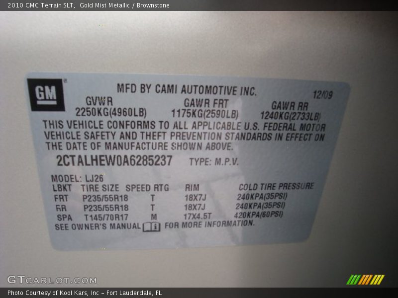 Gold Mist Metallic / Brownstone 2010 GMC Terrain SLT