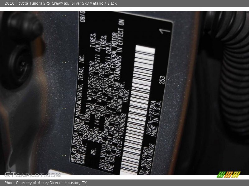 Silver Sky Metallic / Black 2010 Toyota Tundra SR5 CrewMax