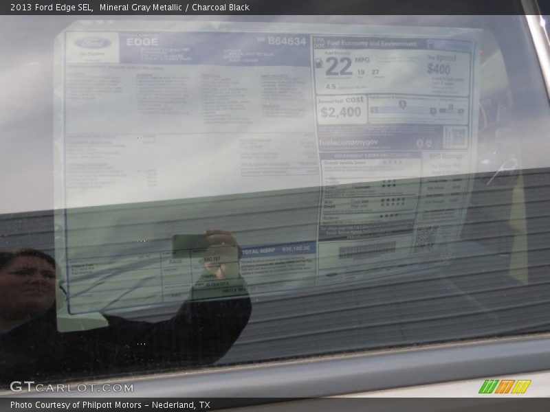 Mineral Gray Metallic / Charcoal Black 2013 Ford Edge SEL