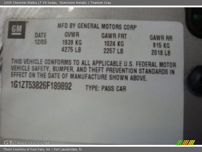 Silverstone Metallic / Titanium Gray 2006 Chevrolet Malibu LT V6 Sedan