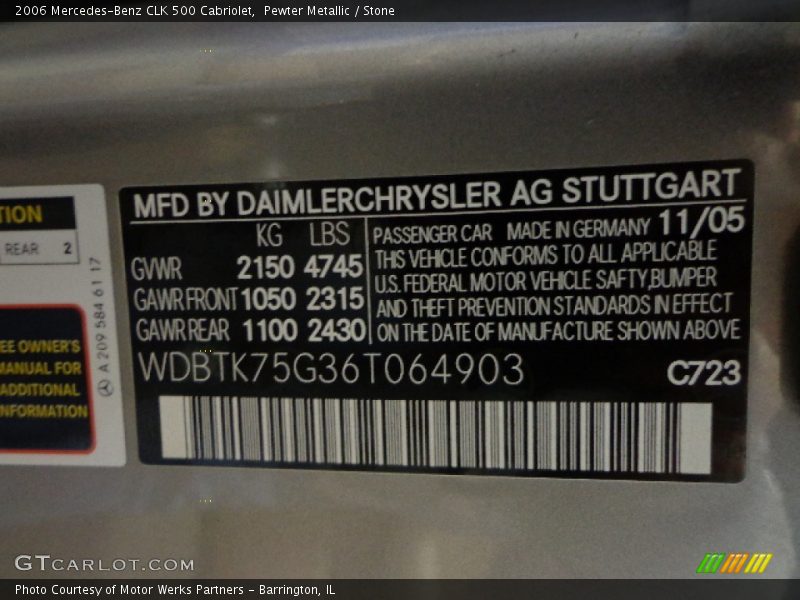 Pewter Metallic / Stone 2006 Mercedes-Benz CLK 500 Cabriolet
