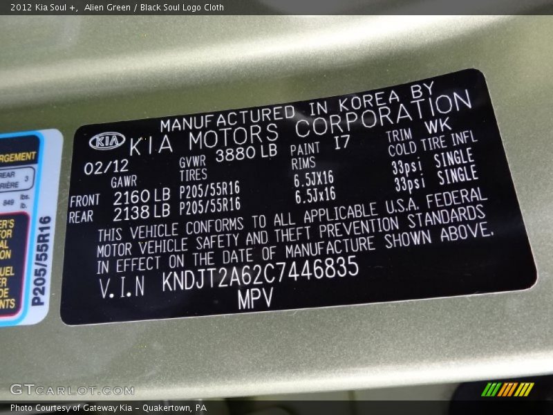 Alien Green / Black Soul Logo Cloth 2012 Kia Soul +