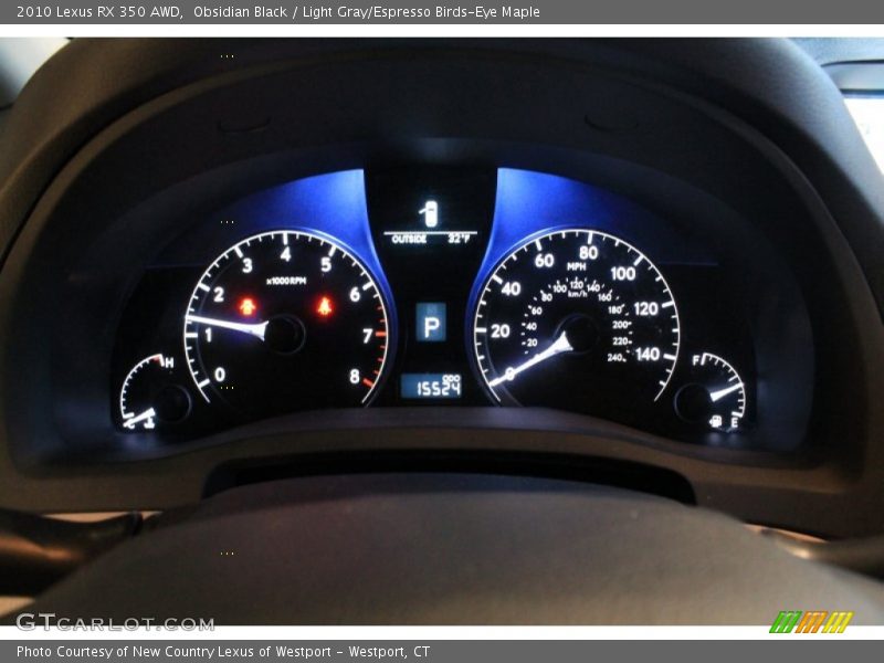 Obsidian Black / Light Gray/Espresso Birds-Eye Maple 2010 Lexus RX 350 AWD