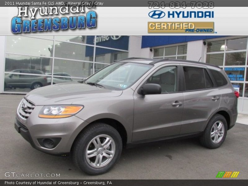 Mineral Gray / Gray 2011 Hyundai Santa Fe GLS AWD