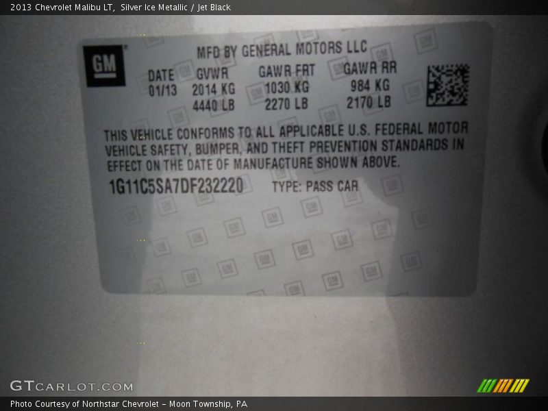 Silver Ice Metallic / Jet Black 2013 Chevrolet Malibu LT