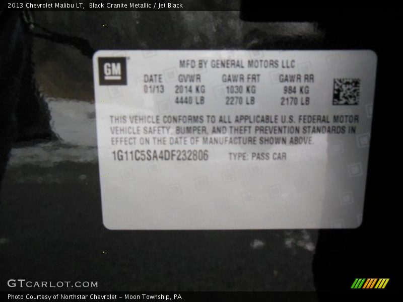 Black Granite Metallic / Jet Black 2013 Chevrolet Malibu LT