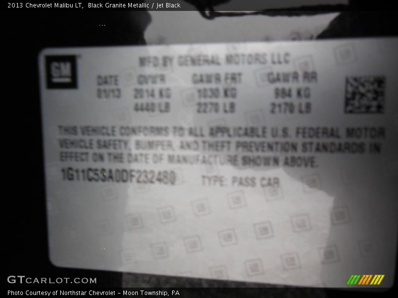 Black Granite Metallic / Jet Black 2013 Chevrolet Malibu LT