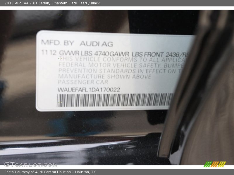 Phantom Black Pearl / Black 2013 Audi A4 2.0T Sedan