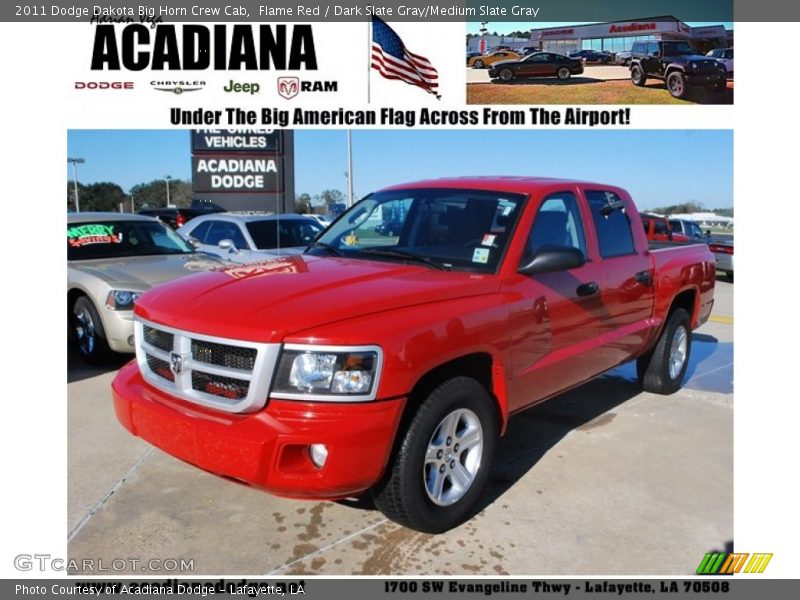 Flame Red / Dark Slate Gray/Medium Slate Gray 2011 Dodge Dakota Big Horn Crew Cab