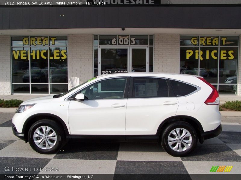 White Diamond Pearl / Beige 2012 Honda CR-V EX 4WD