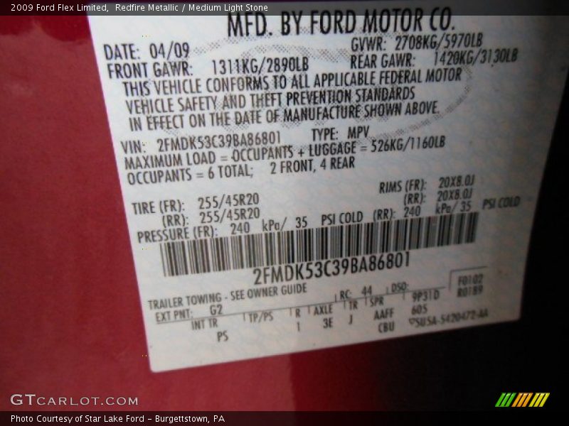 Redfire Metallic / Medium Light Stone 2009 Ford Flex Limited
