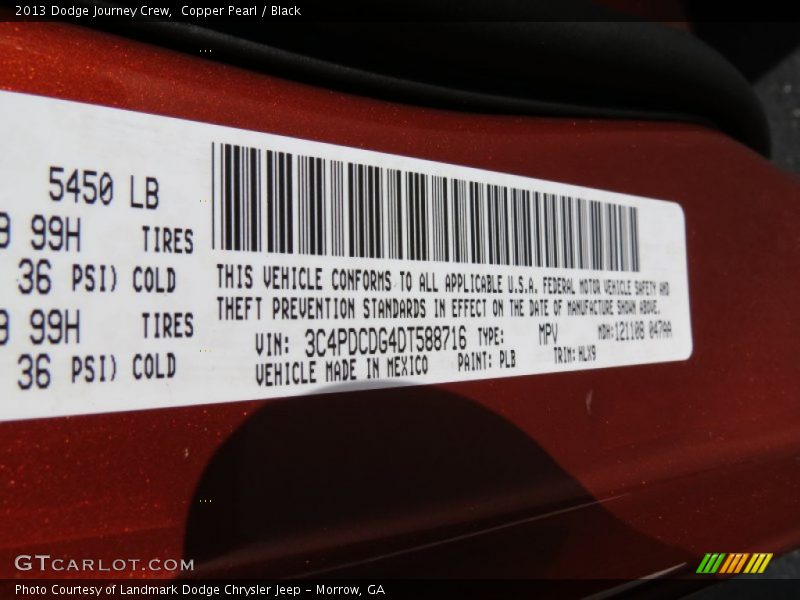Copper Pearl / Black 2013 Dodge Journey Crew