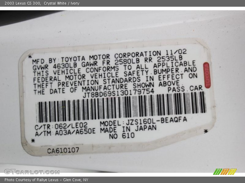 Crystal White / Ivory 2003 Lexus GS 300