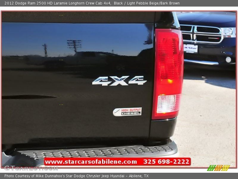 Black / Light Pebble Beige/Bark Brown 2012 Dodge Ram 2500 HD Laramie Longhorn Crew Cab 4x4