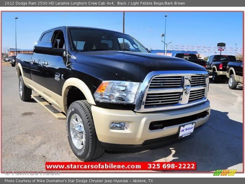 Black / Light Pebble Beige/Bark Brown 2012 Dodge Ram 2500 HD Laramie Longhorn Crew Cab 4x4