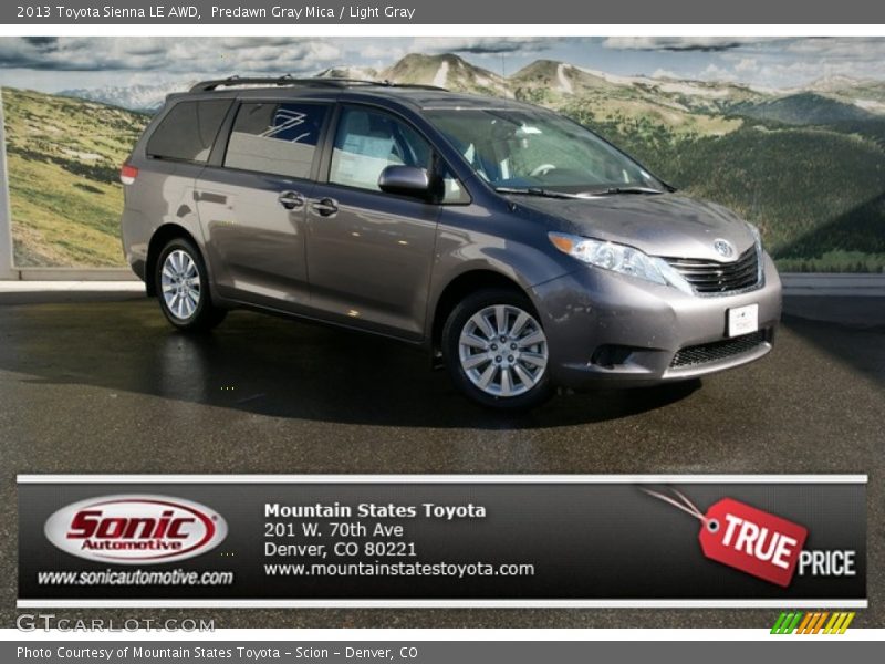 Predawn Gray Mica / Light Gray 2013 Toyota Sienna LE AWD