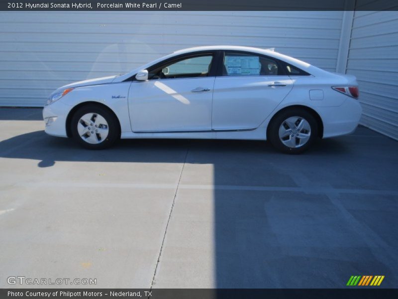 Porcelain White Pearl / Camel 2012 Hyundai Sonata Hybrid