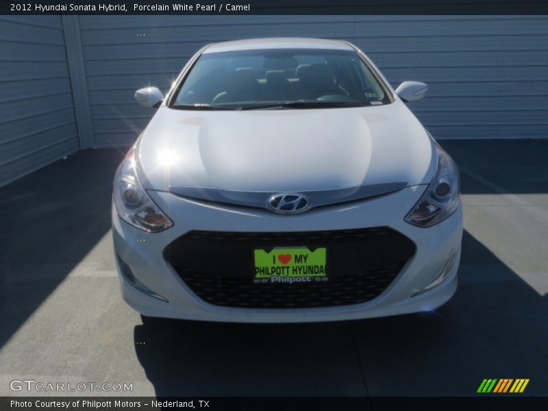 Porcelain White Pearl / Camel 2012 Hyundai Sonata Hybrid