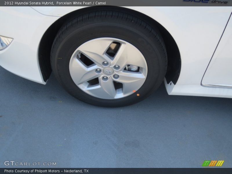 Porcelain White Pearl / Camel 2012 Hyundai Sonata Hybrid