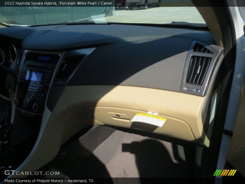 Porcelain White Pearl / Camel 2012 Hyundai Sonata Hybrid