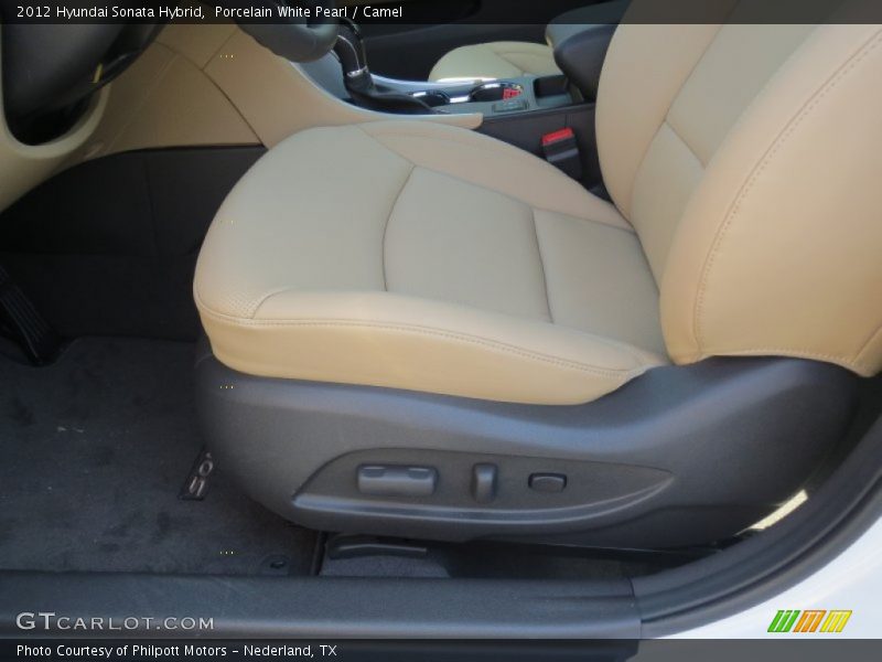 Porcelain White Pearl / Camel 2012 Hyundai Sonata Hybrid
