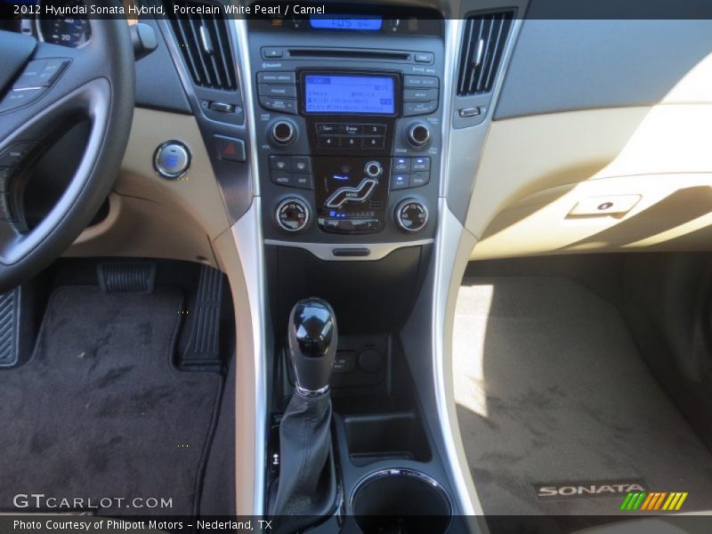 Porcelain White Pearl / Camel 2012 Hyundai Sonata Hybrid