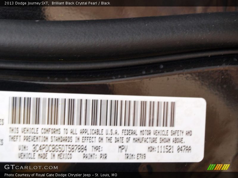 Brilliant Black Crystal Pearl / Black 2013 Dodge Journey SXT