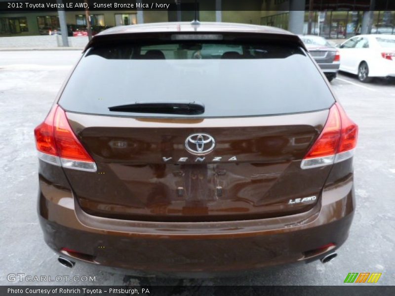 Sunset Bronze Mica / Ivory 2012 Toyota Venza LE AWD