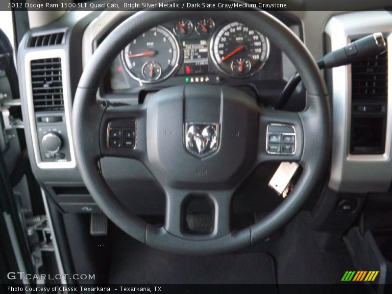 Bright Silver Metallic / Dark Slate Gray/Medium Graystone 2012 Dodge Ram 1500 SLT Quad Cab