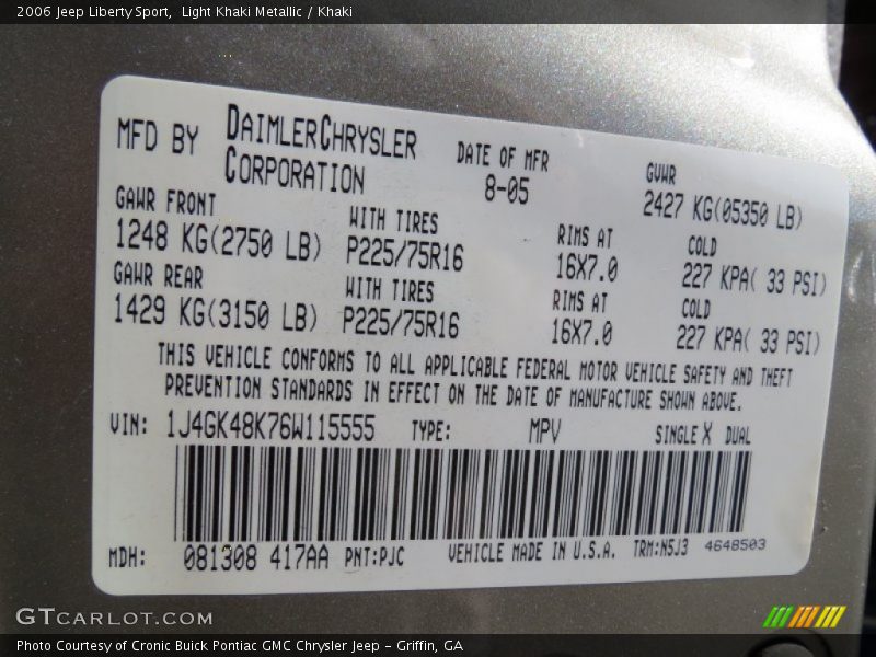 Light Khaki Metallic / Khaki 2006 Jeep Liberty Sport