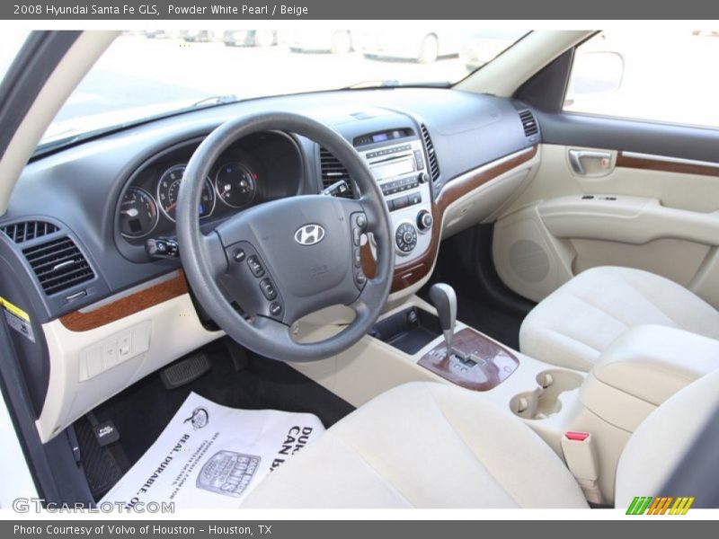 Powder White Pearl / Beige 2008 Hyundai Santa Fe GLS