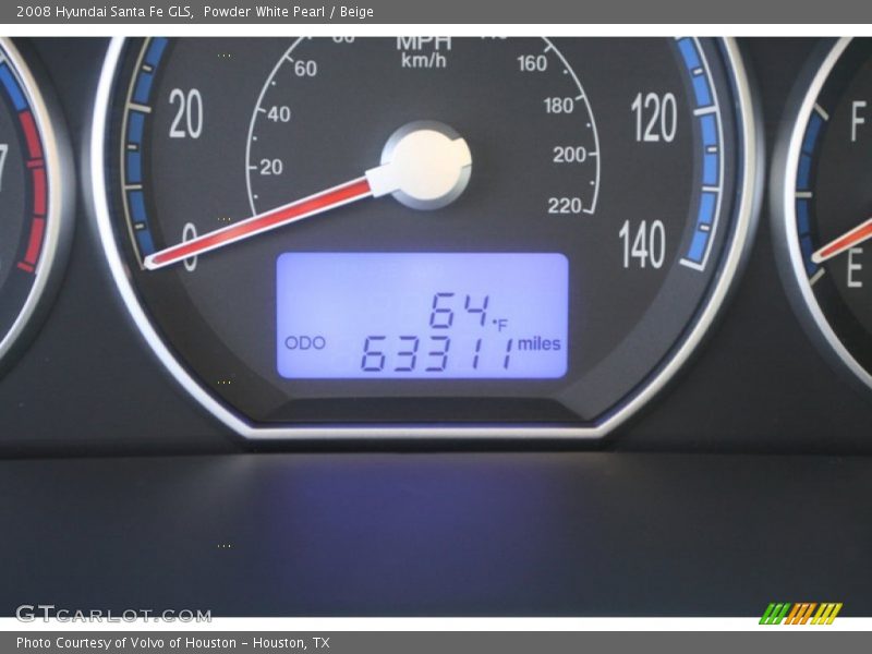 Powder White Pearl / Beige 2008 Hyundai Santa Fe GLS