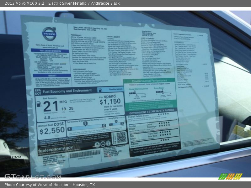  2013 XC60 3.2 Window Sticker
