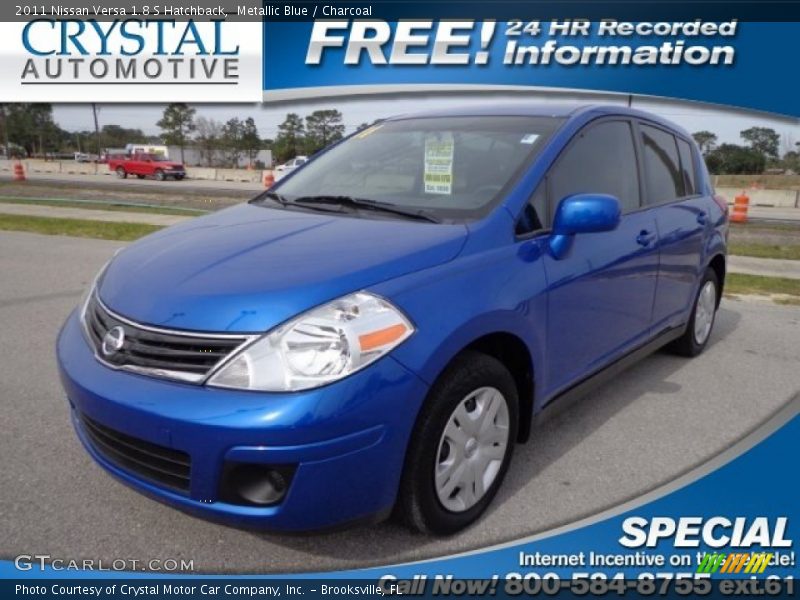 Metallic Blue / Charcoal 2011 Nissan Versa 1.8 S Hatchback