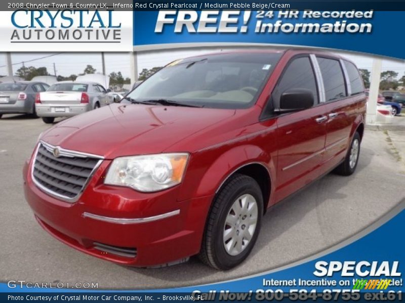 Inferno Red Crystal Pearlcoat / Medium Pebble Beige/Cream 2008 Chrysler Town & Country LX