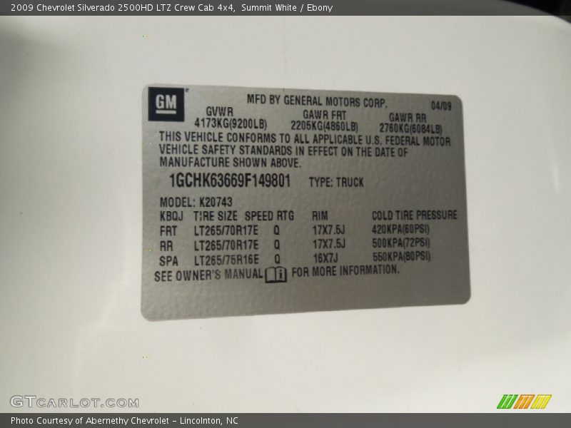 Summit White / Ebony 2009 Chevrolet Silverado 2500HD LTZ Crew Cab 4x4