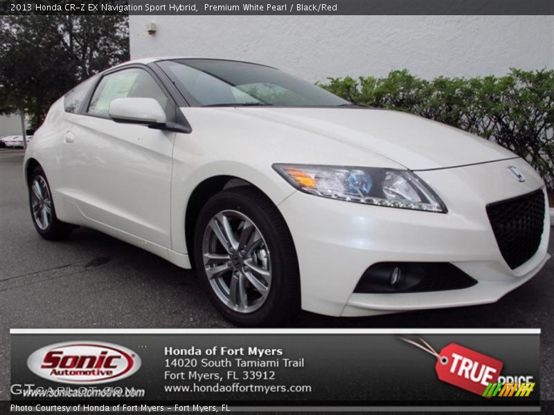 Premium White Pearl / Black/Red 2013 Honda CR-Z EX Navigation Sport Hybrid