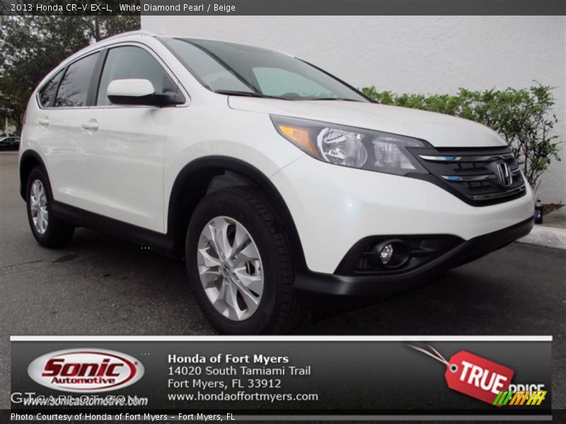 White Diamond Pearl / Beige 2013 Honda CR-V EX-L