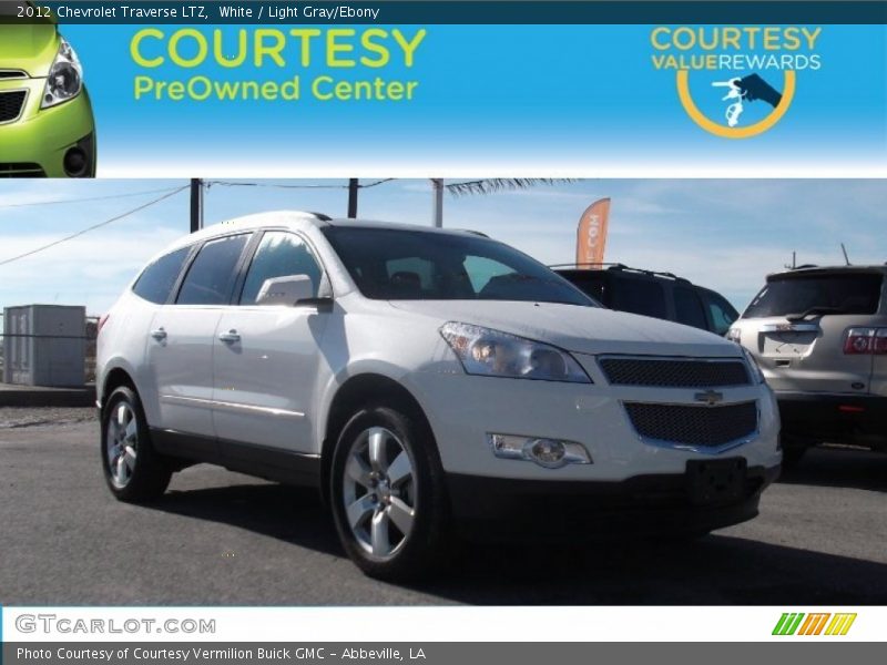 White / Light Gray/Ebony 2012 Chevrolet Traverse LTZ