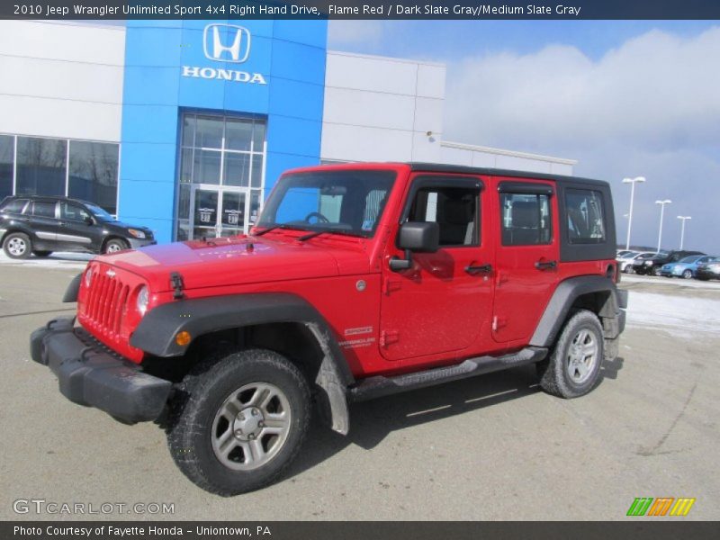 Flame Red / Dark Slate Gray/Medium Slate Gray 2010 Jeep Wrangler Unlimited Sport 4x4 Right Hand Drive