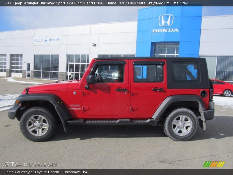 Flame Red / Dark Slate Gray/Medium Slate Gray 2010 Jeep Wrangler Unlimited Sport 4x4 Right Hand Drive